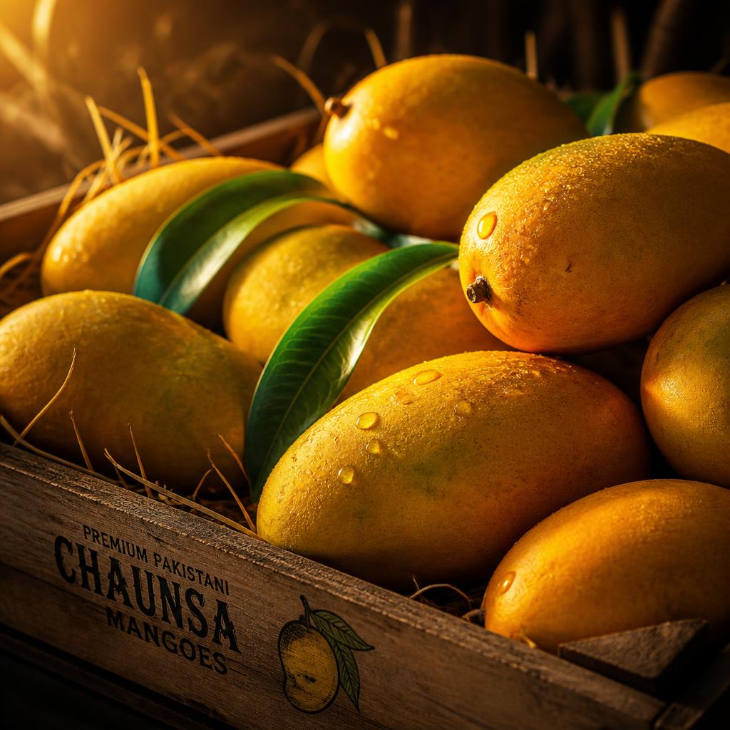 Crate of premium mangoes